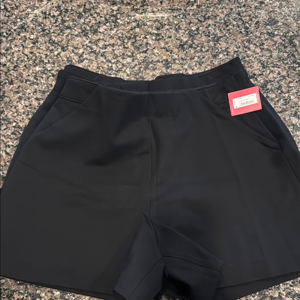 SPANX Black High Waist A-Line Shorts with Elastic Waistband